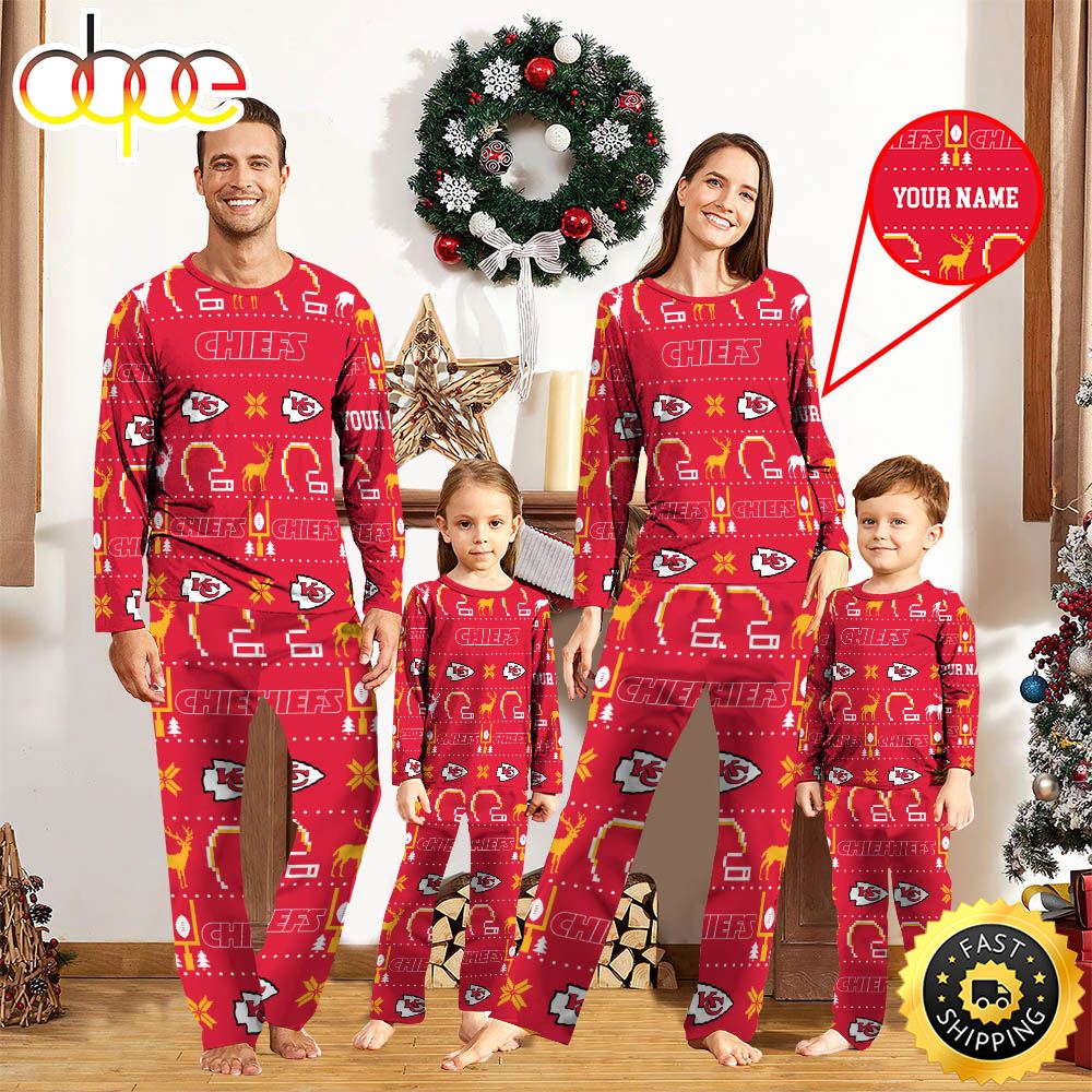 Sportswearmerch Kansas City Chiefs NFL Personalized Pajamas Family For Fan