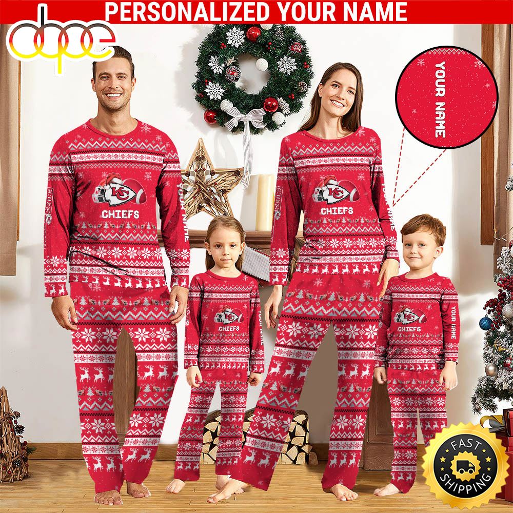 Sportswearmerch Kansas City Chiefs NFL Personalized Pajamas Family For Fan