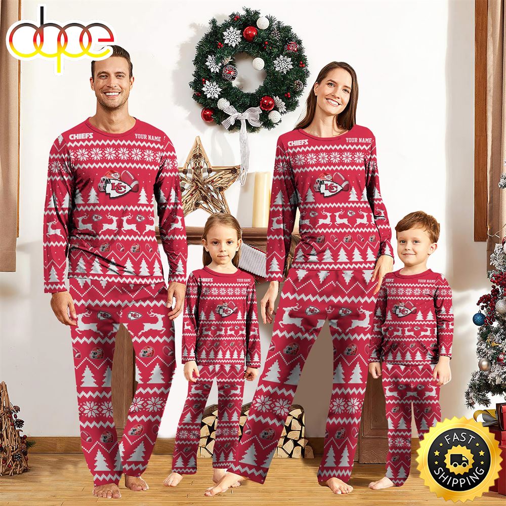Sportswearmerch Kansas City Chiefs NFL Personalized Pajamas Family For Fan