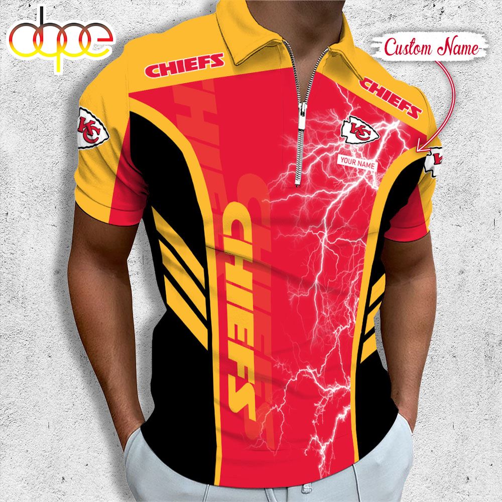 Sportswearmerch Kansas City Chiefs NFL Personalized Zip Polo Shirt For Fan
