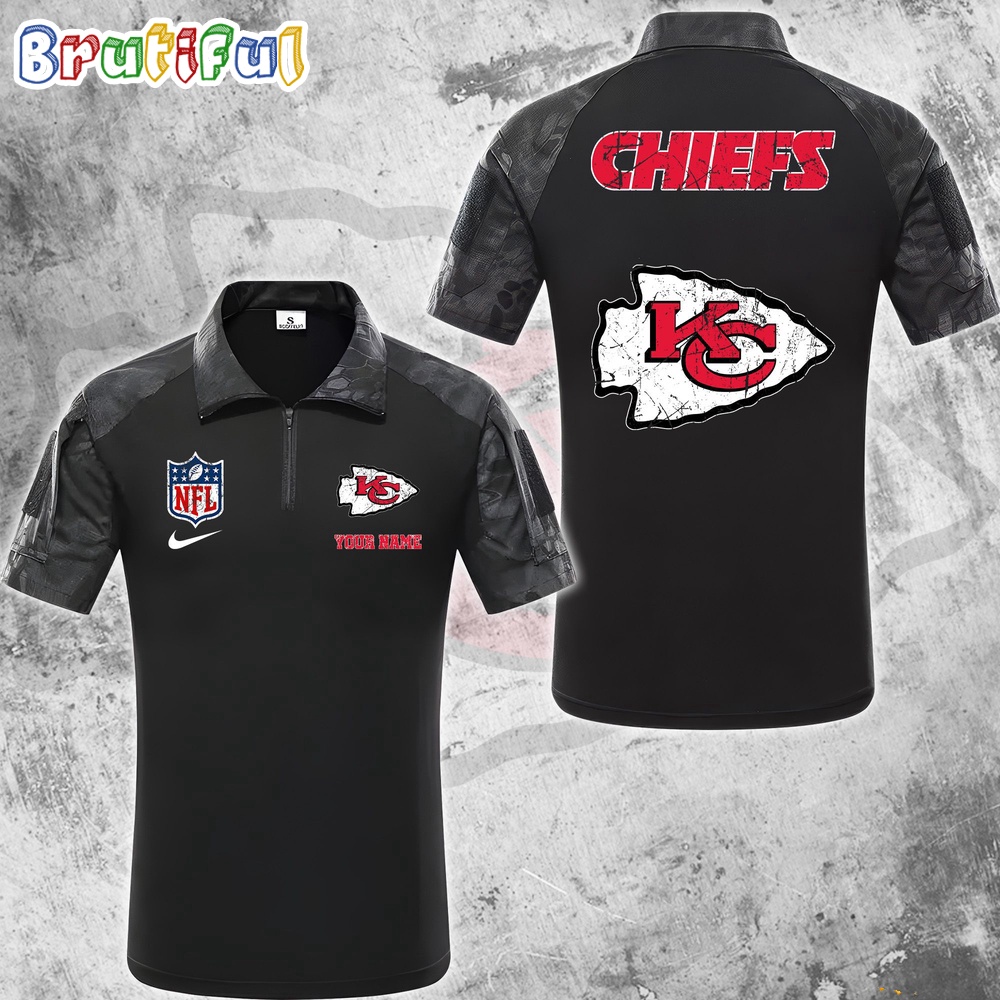 Sportswearmerch Kansas City Chiefs NFL Personalized Zip Polo Shirt For Fan