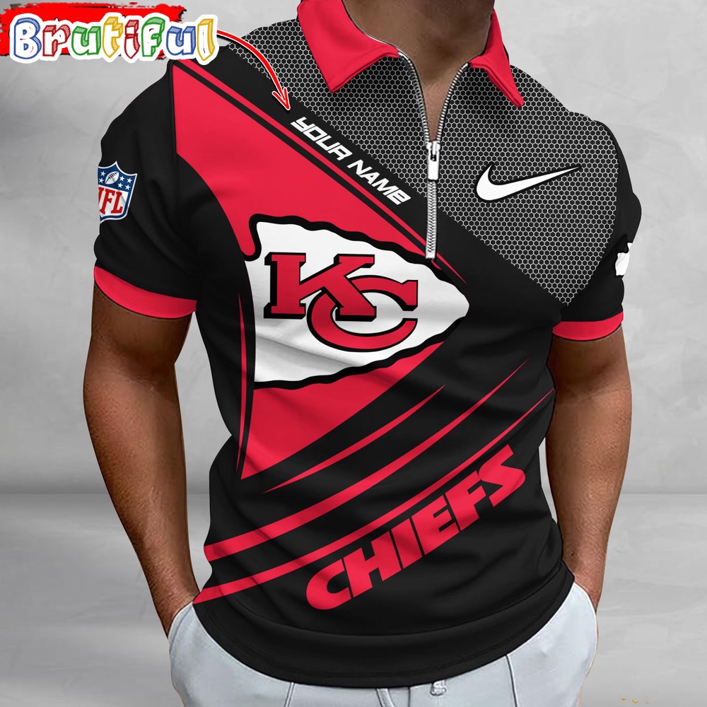 Sportswearmerch Kansas City Chiefs NFL Personalized Zip Polo Shirt For Fan