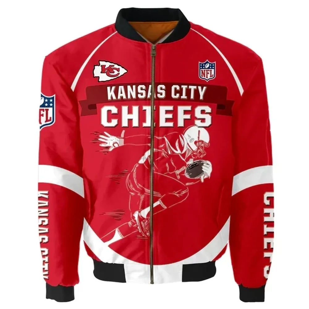 Sportswearmerch Kansas City Chiefs NFL Player Running Pattern Bomber Jacket For Fan
