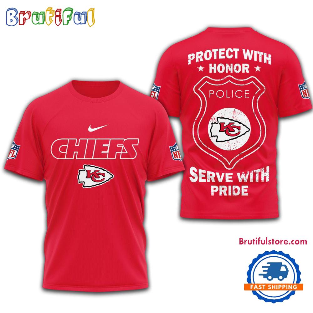 Sportswearmerch Kansas City Chiefs NFL Protech With Honor Police Serve T-Shirt For Fan