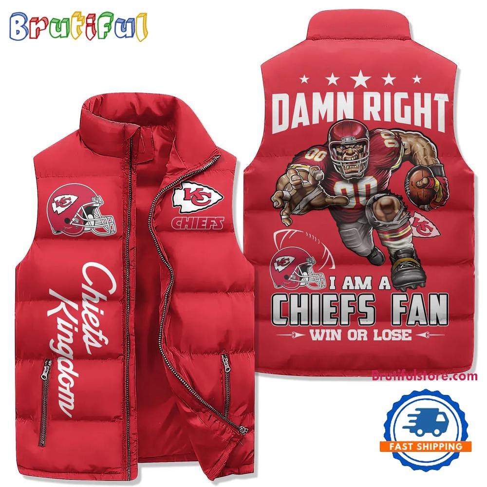 Sportswearmerch Kansas City Chiefs NFL Sleeveless Puffer Jacket For Fan