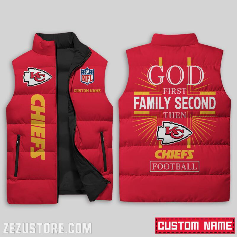 Sportswearmerch Kansas City Chiefs NFL Sleeveless Puffer Jacket For Fans