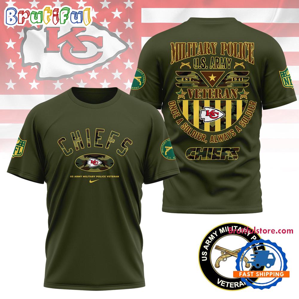 Sportswearmerch Kansas City Chiefs NFL US Army Military Police Veteran All Over PrinT-Shirt For Fan
