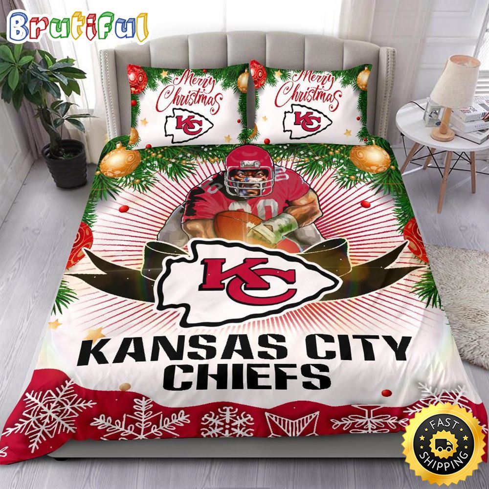 Sportswearmerch Kansas City Chiefs NHL Christmas Bedding Sets Merry For Fan