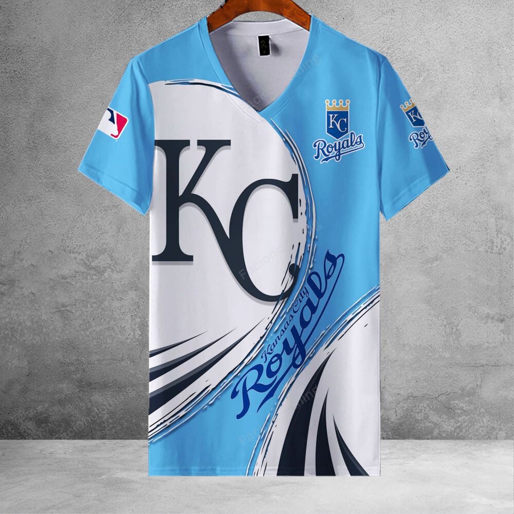 Sportswearmerch Kansas City Royals MLB Personalized V-neck Women T-shirt For Fan