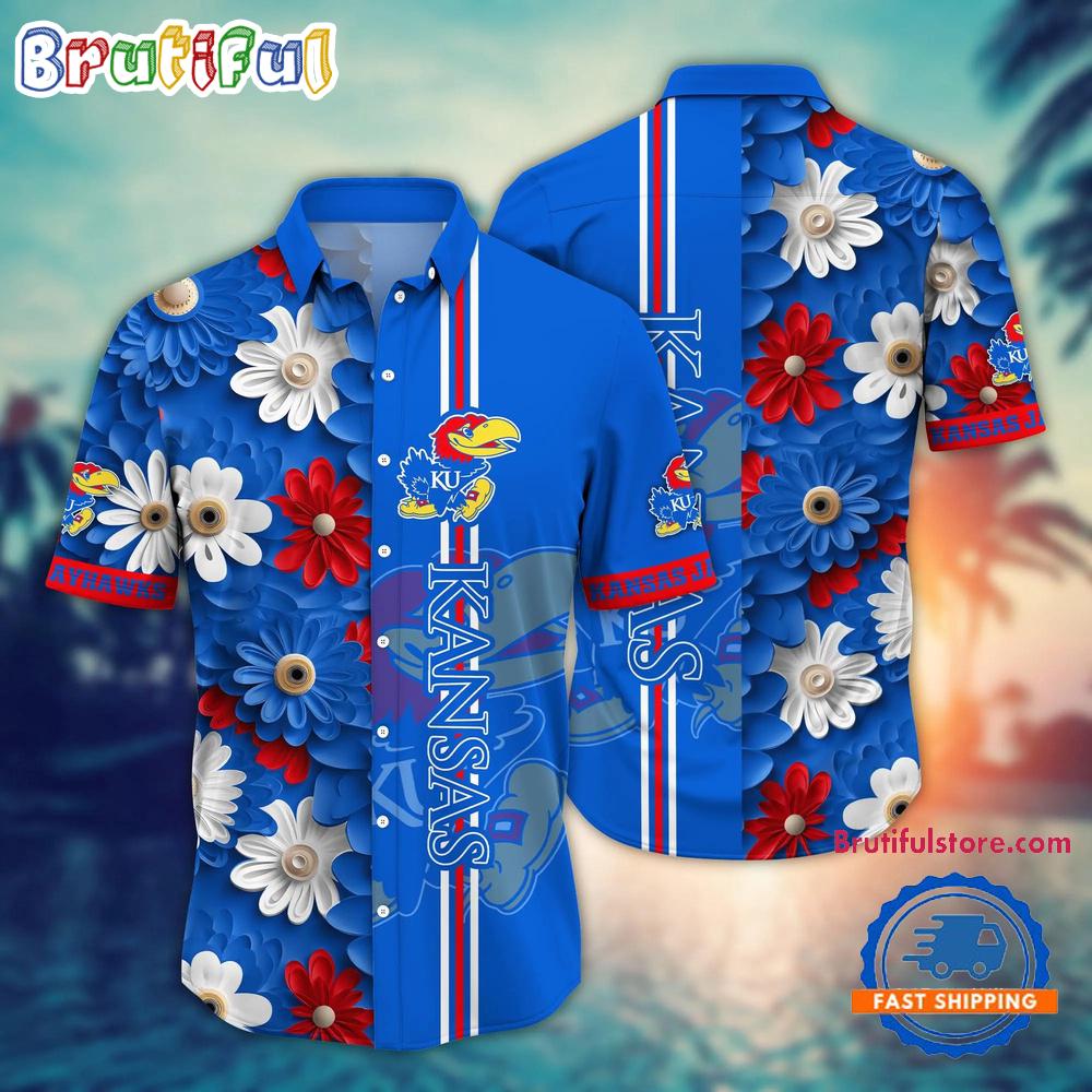 Sportswearmerch Kansas Jayhawks NCAA Flower Summer Personalized Hawaiian Shirt For Fan