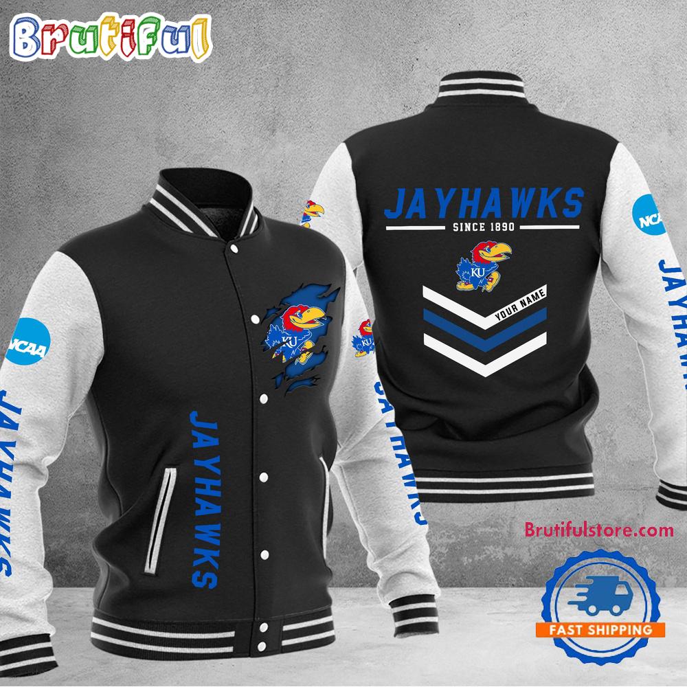 Sportswearmerch Kansas Jayhawks NCAA Personalized Personalized Baseball Jacket For Fan