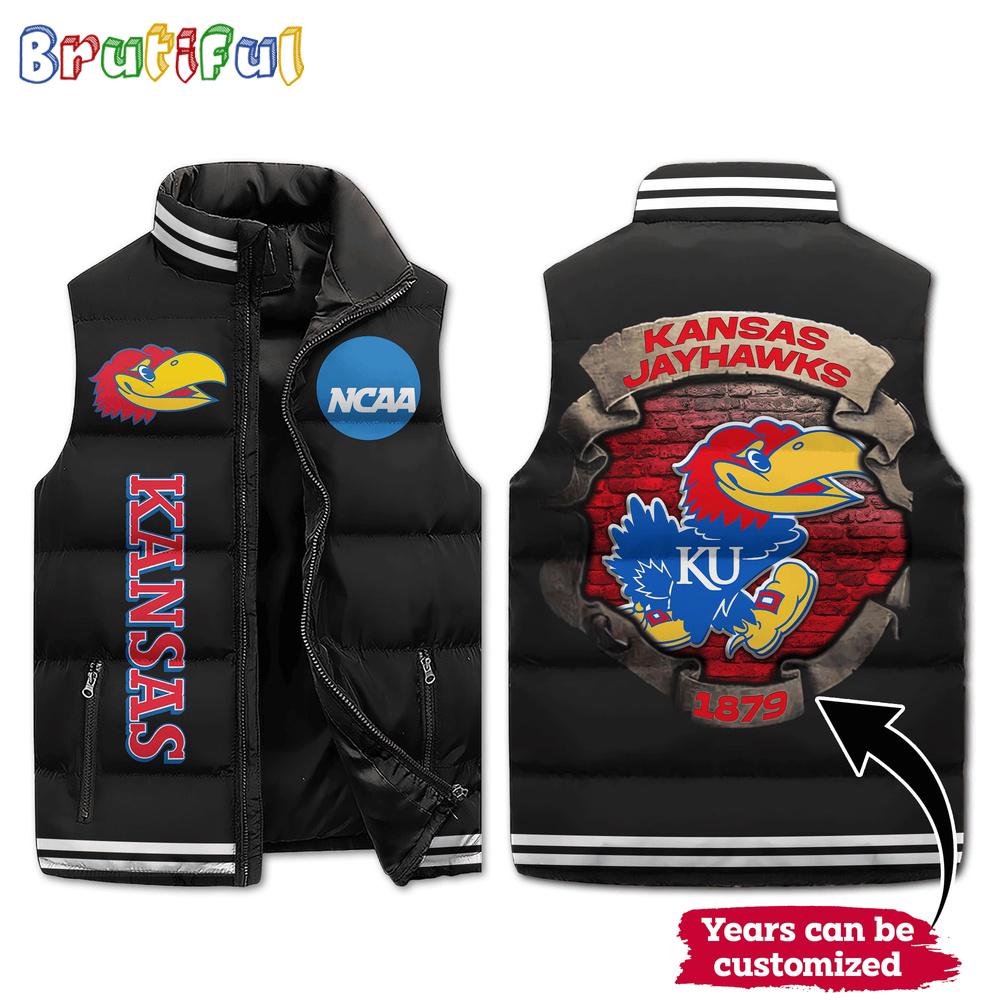 Sportswearmerch Kansas Jayhawks NCAA Sleeveless Puffer Jacket For Fan