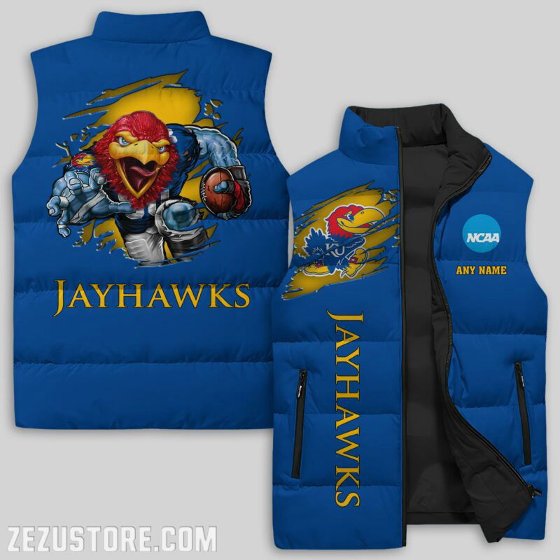 Sportswearmerch Kansas Jayhawks NCAA Sleeveless Puffer Jacket For Fans