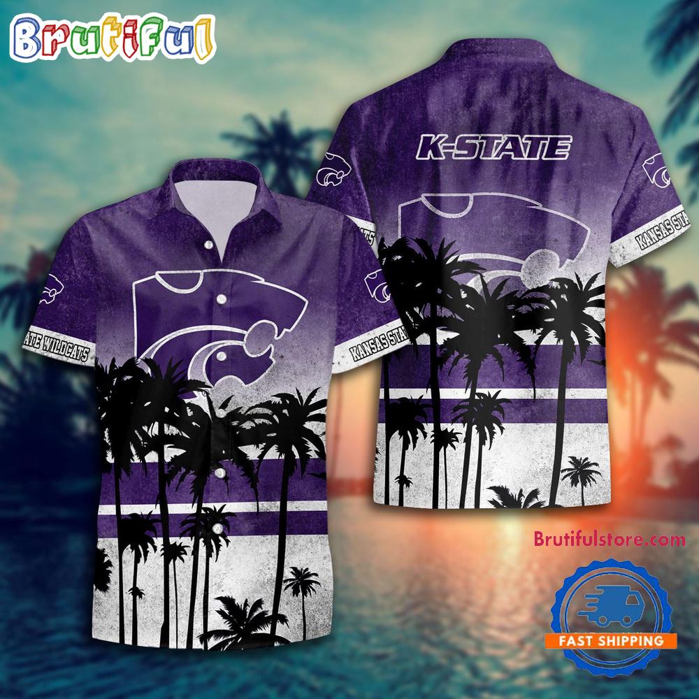 Sportswearmerch Kansas State Wildcats NCAA Palm Tree Summer Beach Personalized Hawaiian Shirt For Fan