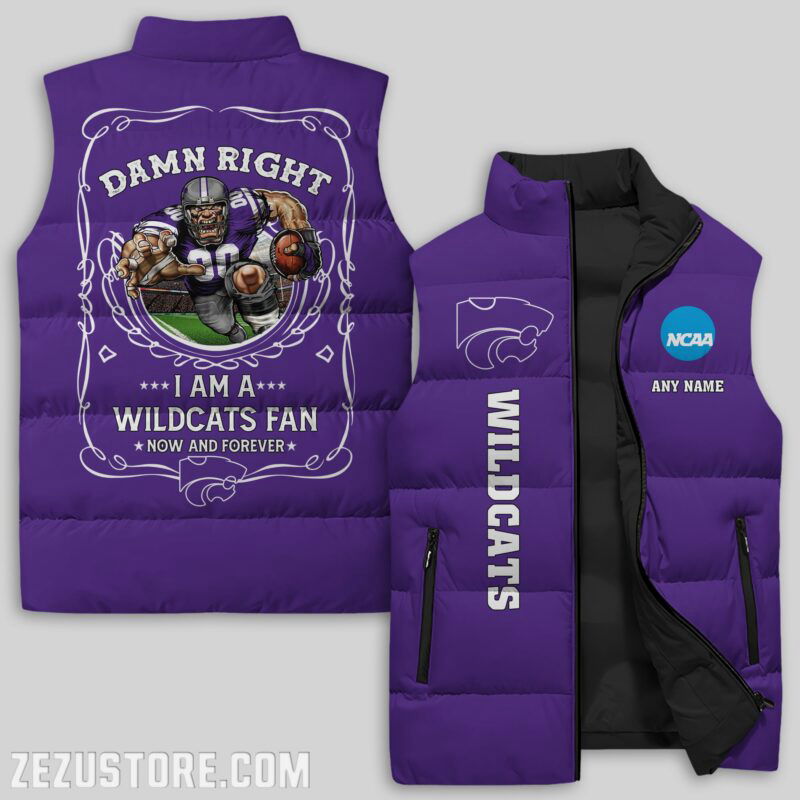 Sportswearmerch Kansas State Wildcats NCAA Sleeveless Puffer Jacket For Fans