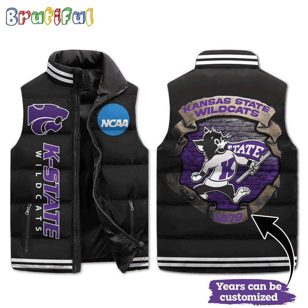 Sportswearmerch Kansas State Wildcats Sleeveless Puffer Jacket For Fan