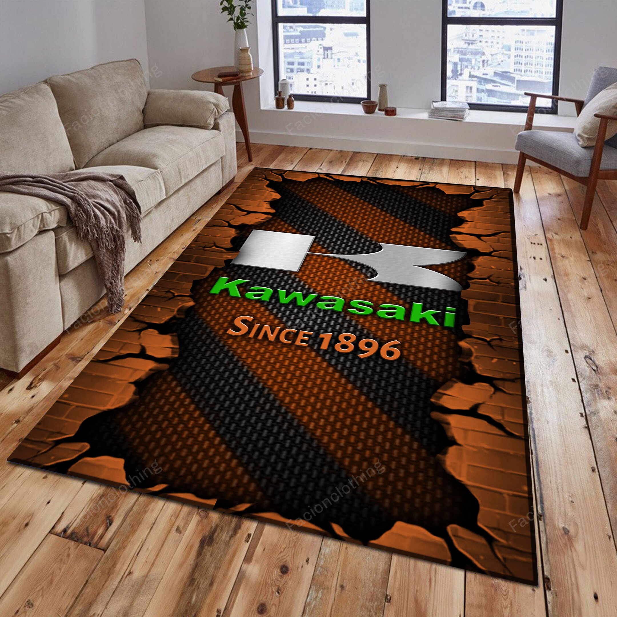Sportswearmerch Kawasaki Car Personalized Rug For Fan