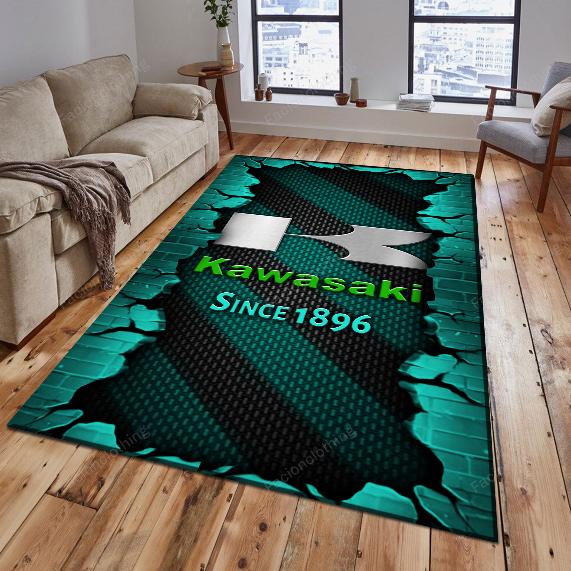 Sportswearmerch Kawasaki Car Personalized Rug For Fan
