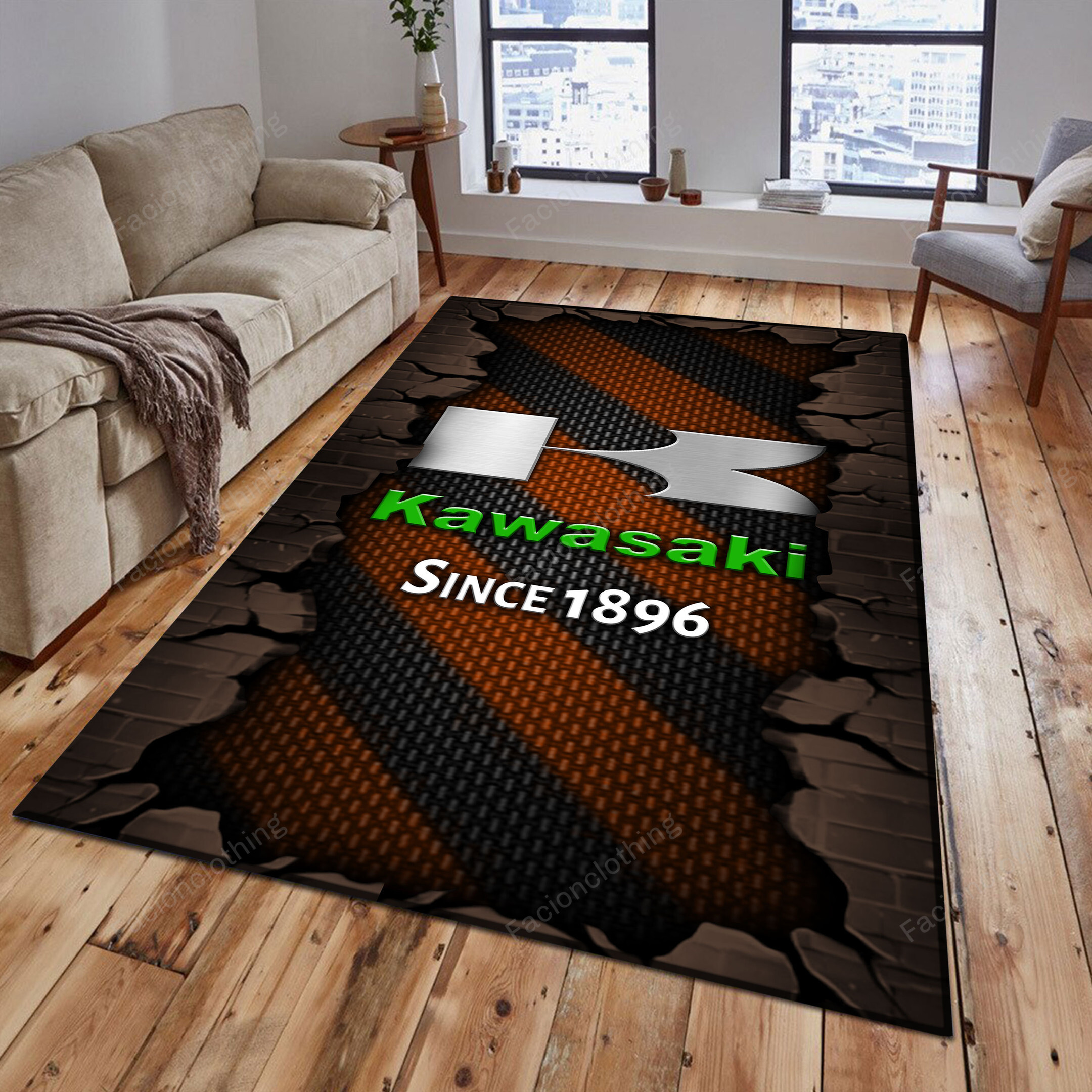 Sportswearmerch Kawasaki Car Personalized Rug For Fan