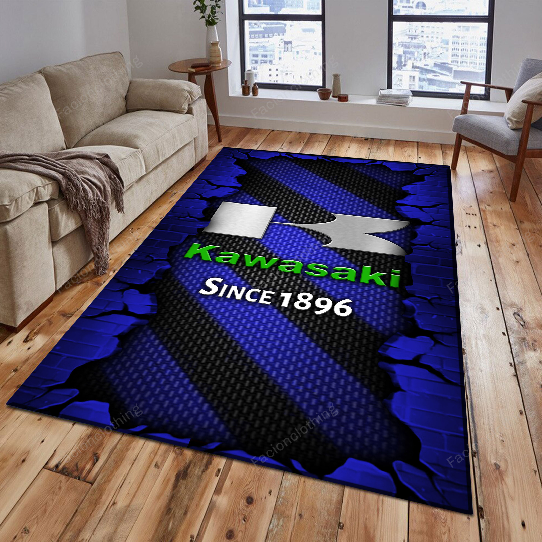 Sportswearmerch Kawasaki Car Personalized Rug For Fan