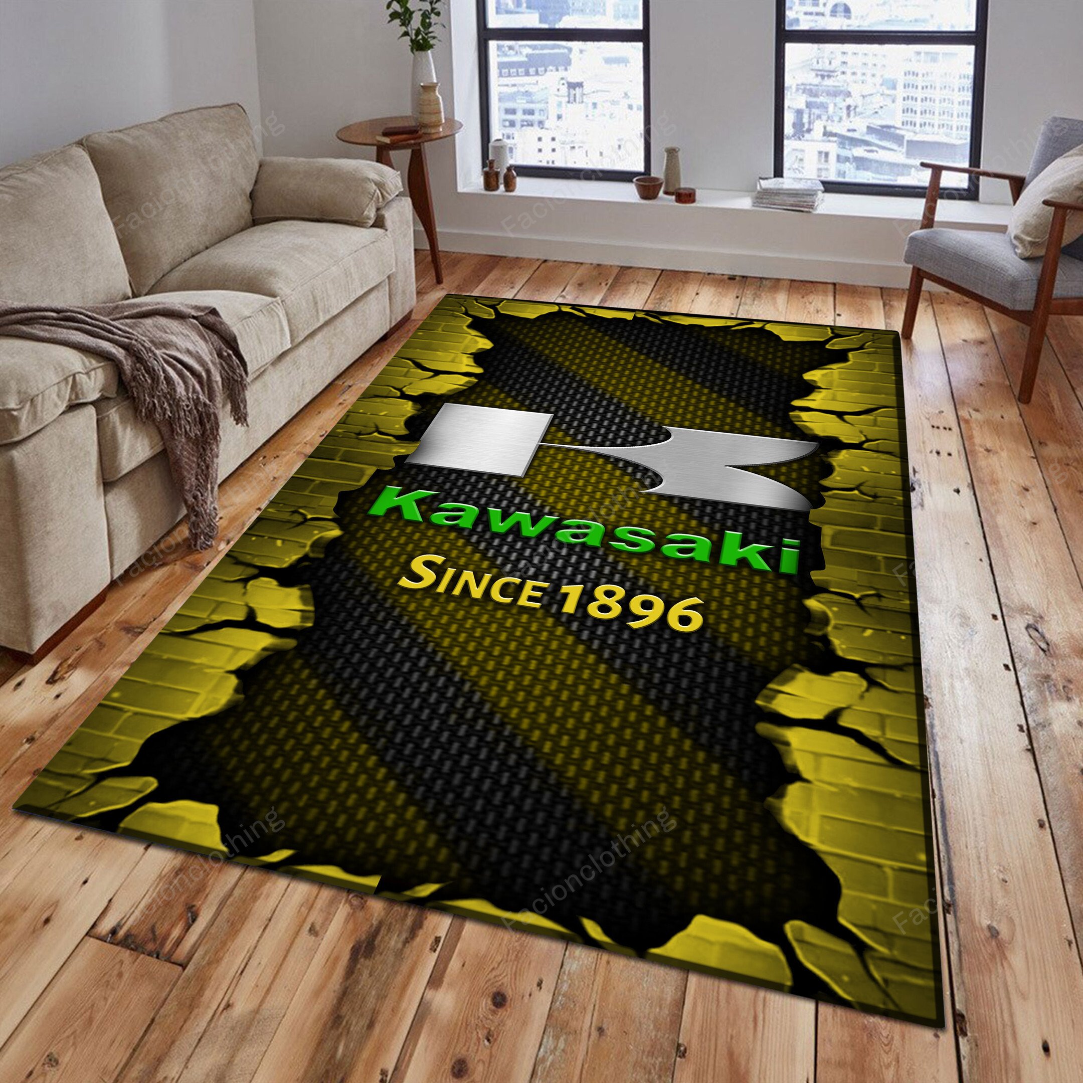Sportswearmerch Kawasaki Car Personalized Rug For Fan