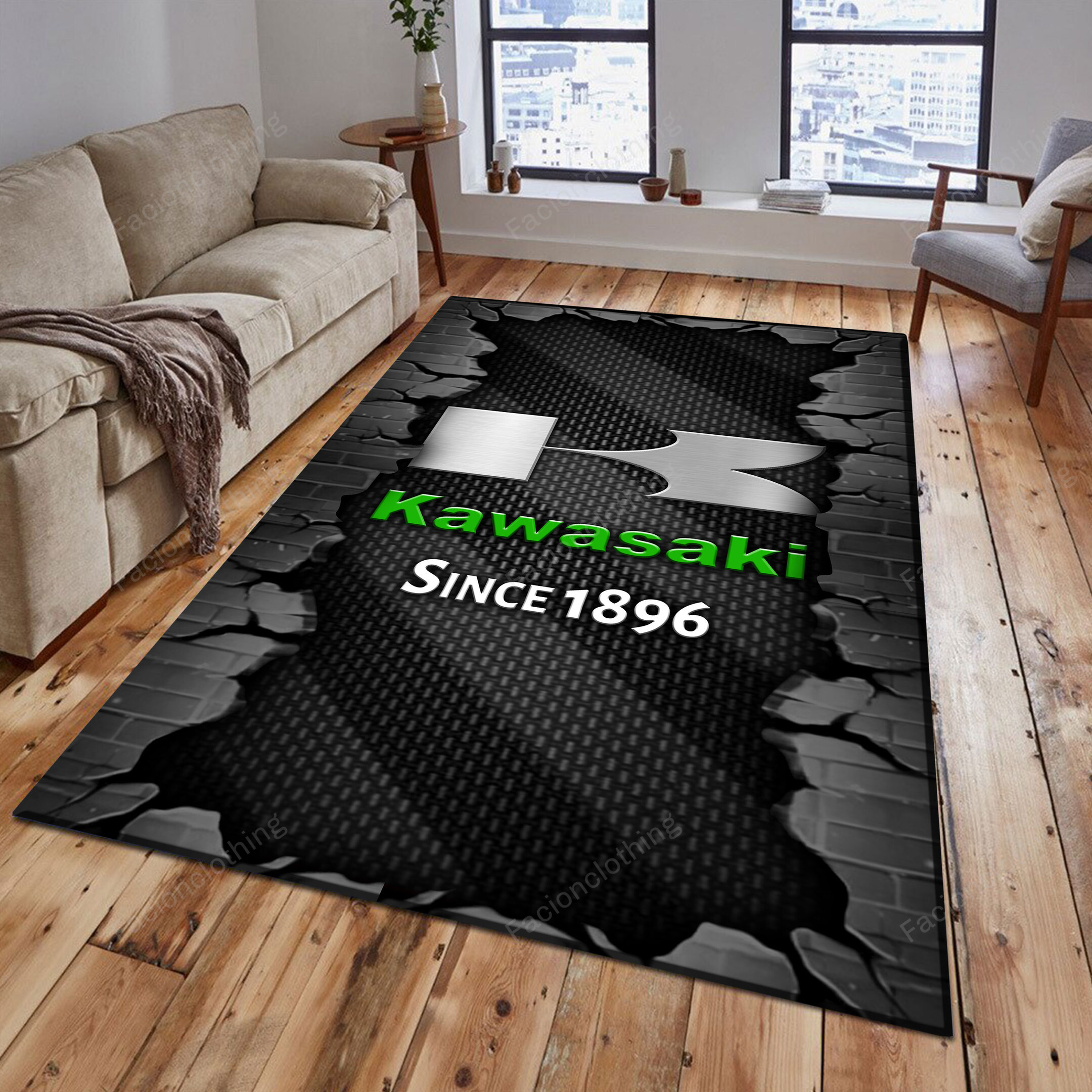 Sportswearmerch Kawasaki Car Personalized Rug For Fan