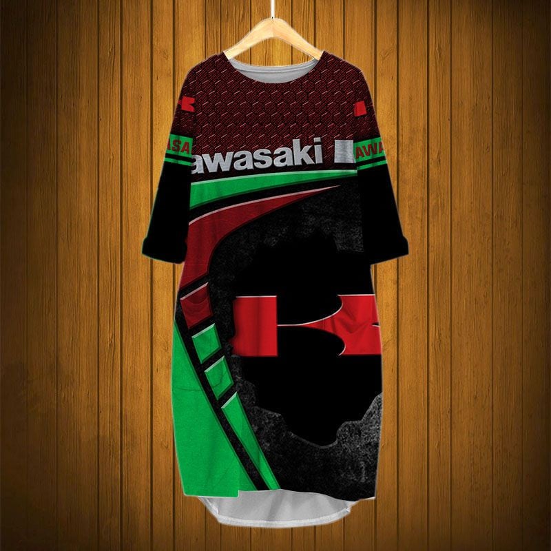 Sportswearmerch Kawasaki Motorcycle Personalized Fashion Pocket Dress For Fan