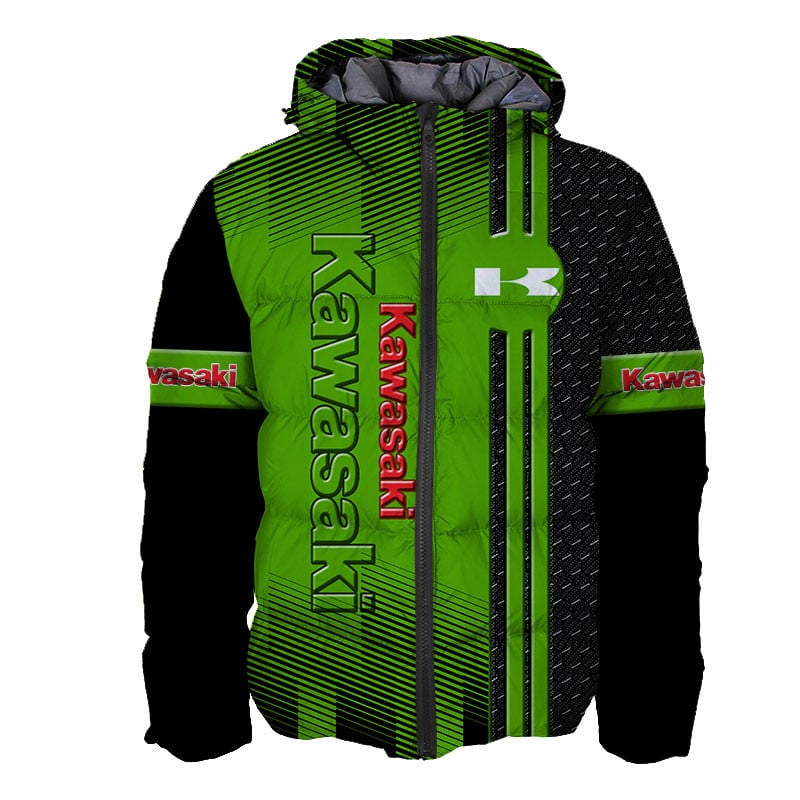 Sportswearmerch Kawasaki Motorcycle Personalized Fashion Puffer Jacket For Fan