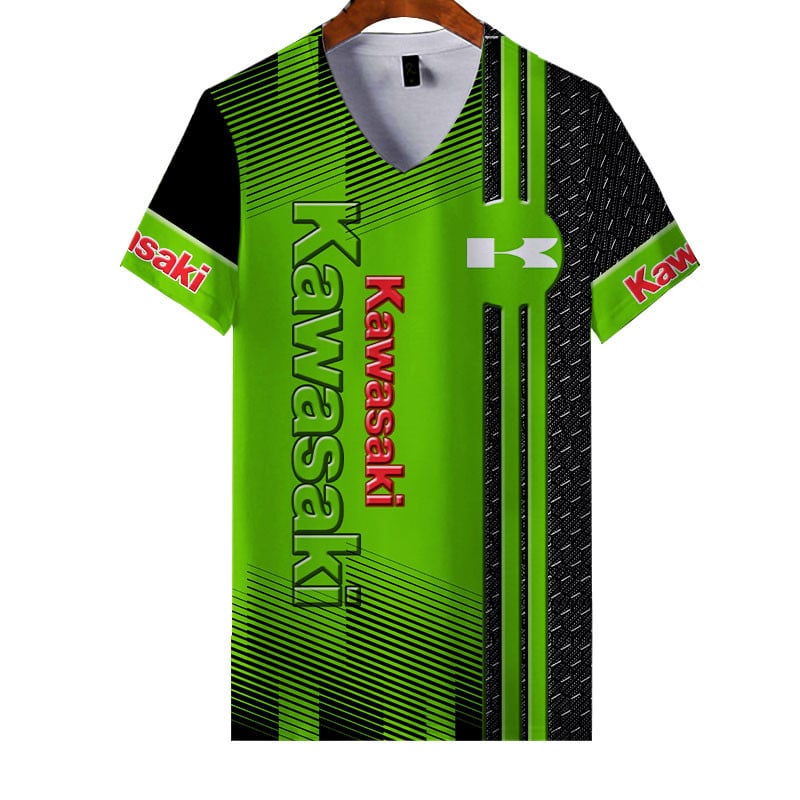Sportswearmerch Kawasaki Motorcycle Personalized Fashion V-neck Women T-shirt For Fan