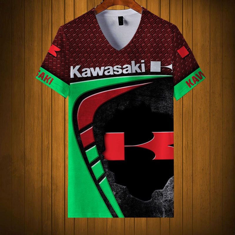Sportswearmerch Kawasaki Motorcycle Personalized Fashion V-neck Women T-shirt For Fan