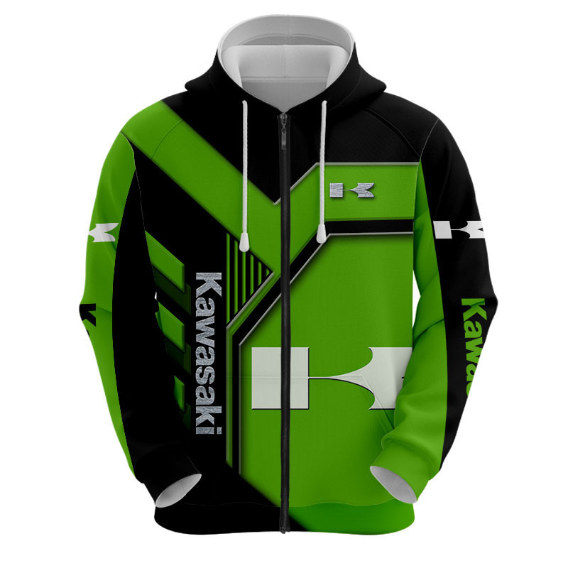 Sportswearmerch Kawasaki Motorcycle Personalized Fashion Zip Hoodie For Fan