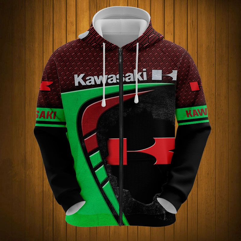 Sportswearmerch Kawasaki Motorcycle Personalized Fashion Zip Hoodie For Fan