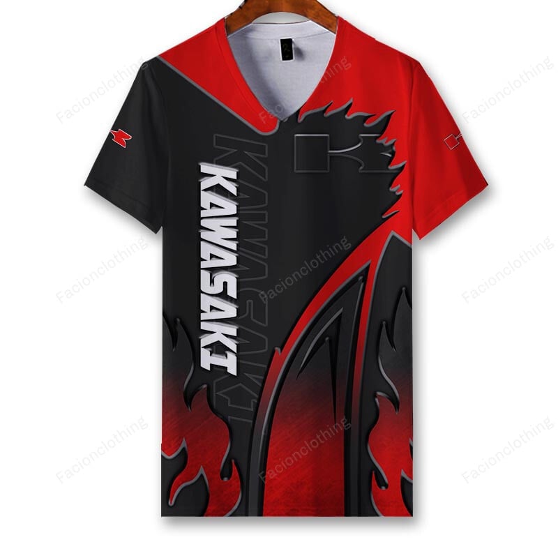 Sportswearmerch Kawasaki Motorcycle Personalized V-neck Women T-shirt For Fan