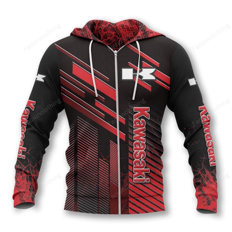 Sportswearmerch Kawasaki Motorcycle Personalized Zip Hoodie For Fan