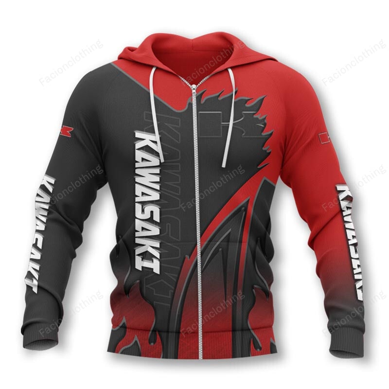 Sportswearmerch Kawasaki Motorcycle Personalized Zip Hoodie For Fan