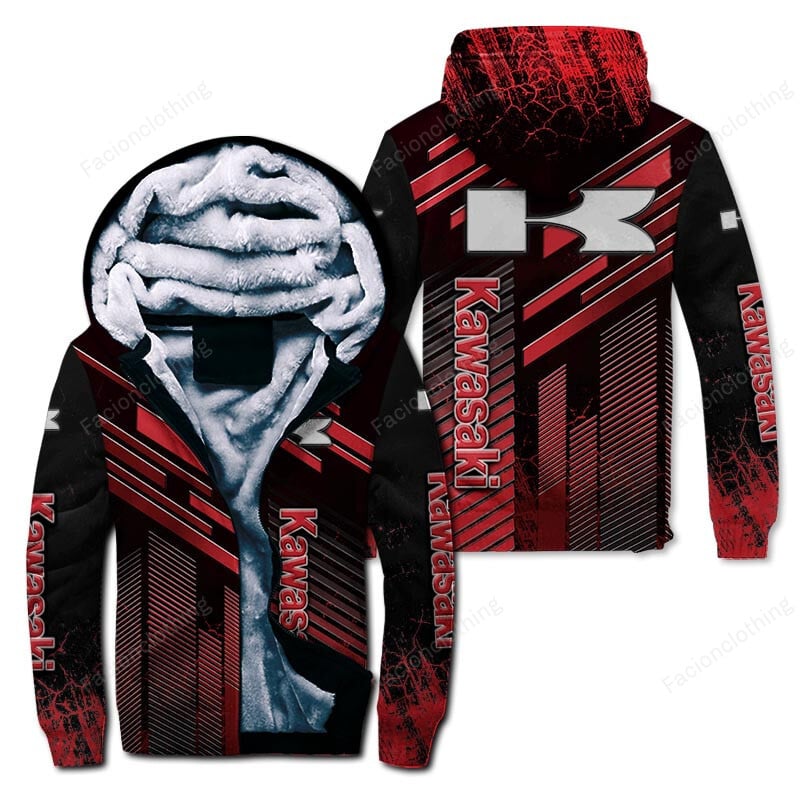 Sportswearmerch Kawasaki Motorcycle Personalized Zip Hoodie Velvet Hoodie For Fan