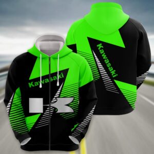 Sportswearmerch Kawasaki Motorcycle Zip Hoodie For Fan