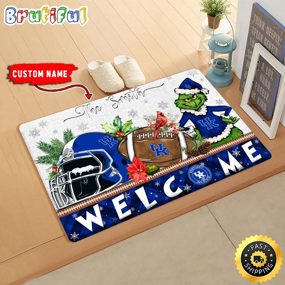 Sportswearmerch Kentucky Wildcats NCAA Grinch Christmas Doormat For Fan