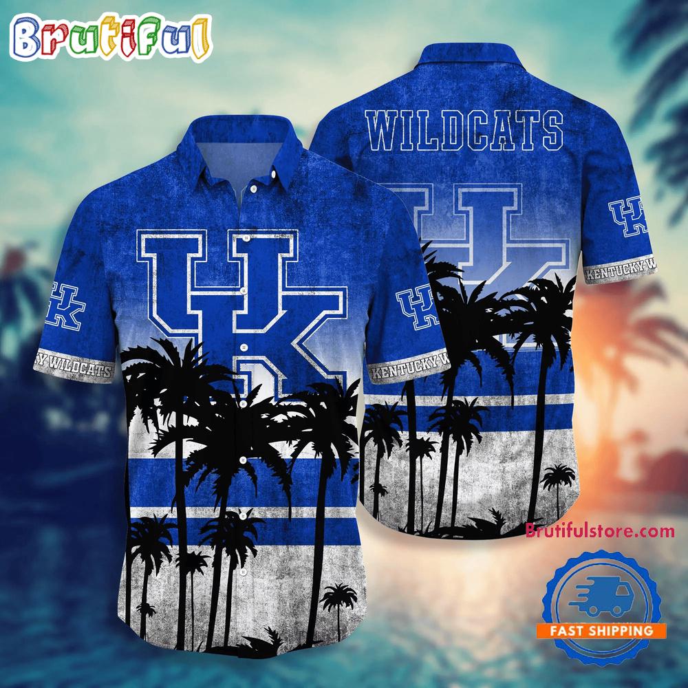 Sportswearmerch Kentucky Wildcats NCAA Palm Tree Summer Beach Personalized Hawaiian Shirt For Fan