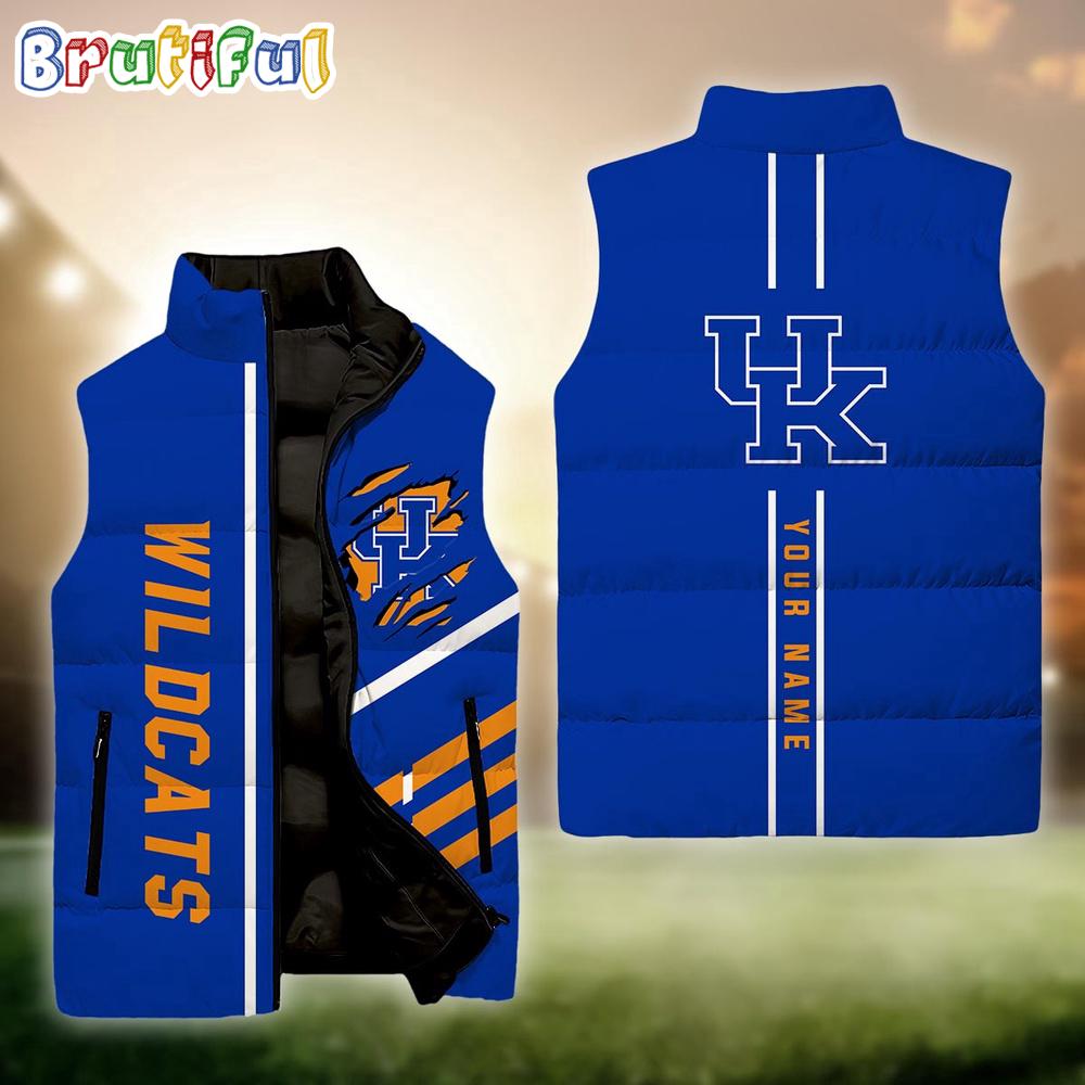 Sportswearmerch Kentucky Wildcats NCAA Personalized Sleeveless Down Puffer Jacket For Fan