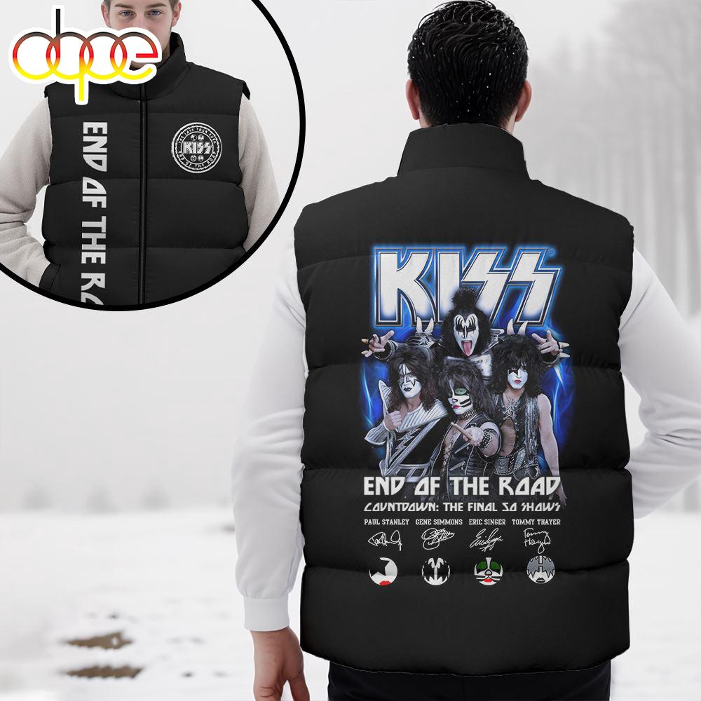 Sportswearmerch Kiss Band Music Blue Personalized Sleeveless Puffer Jacket For Fan