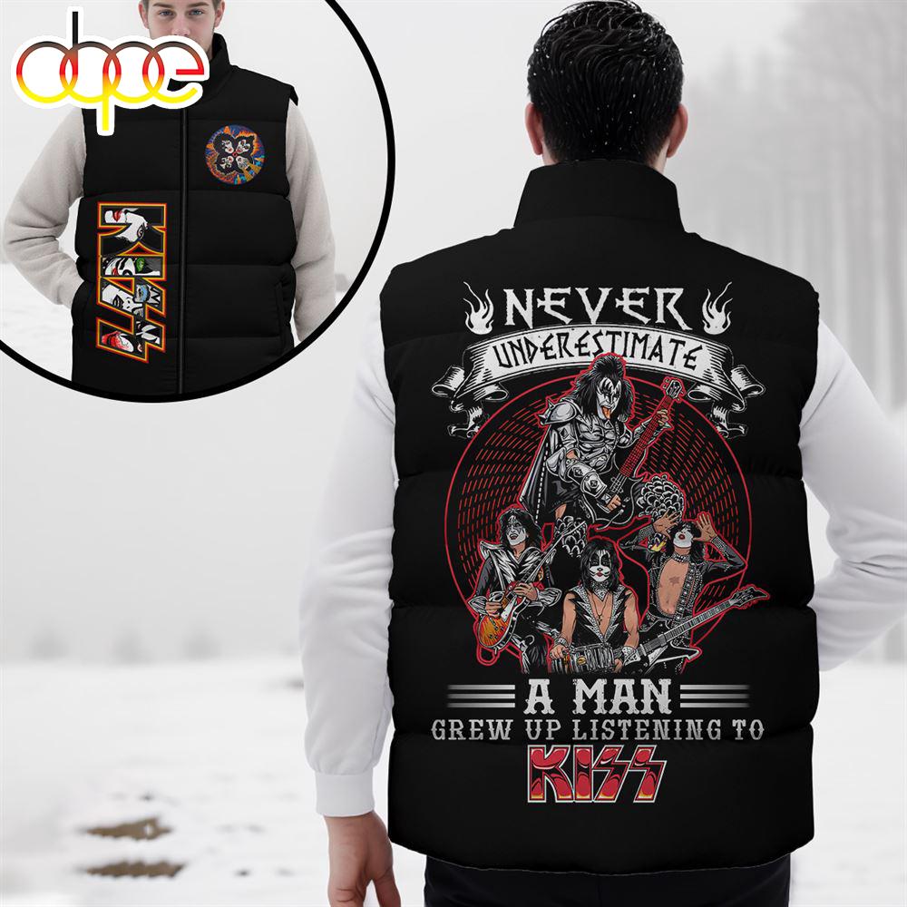 Sportswearmerch Kiss Band Music Personalized Sleeveless Puffer Jacket For Fan