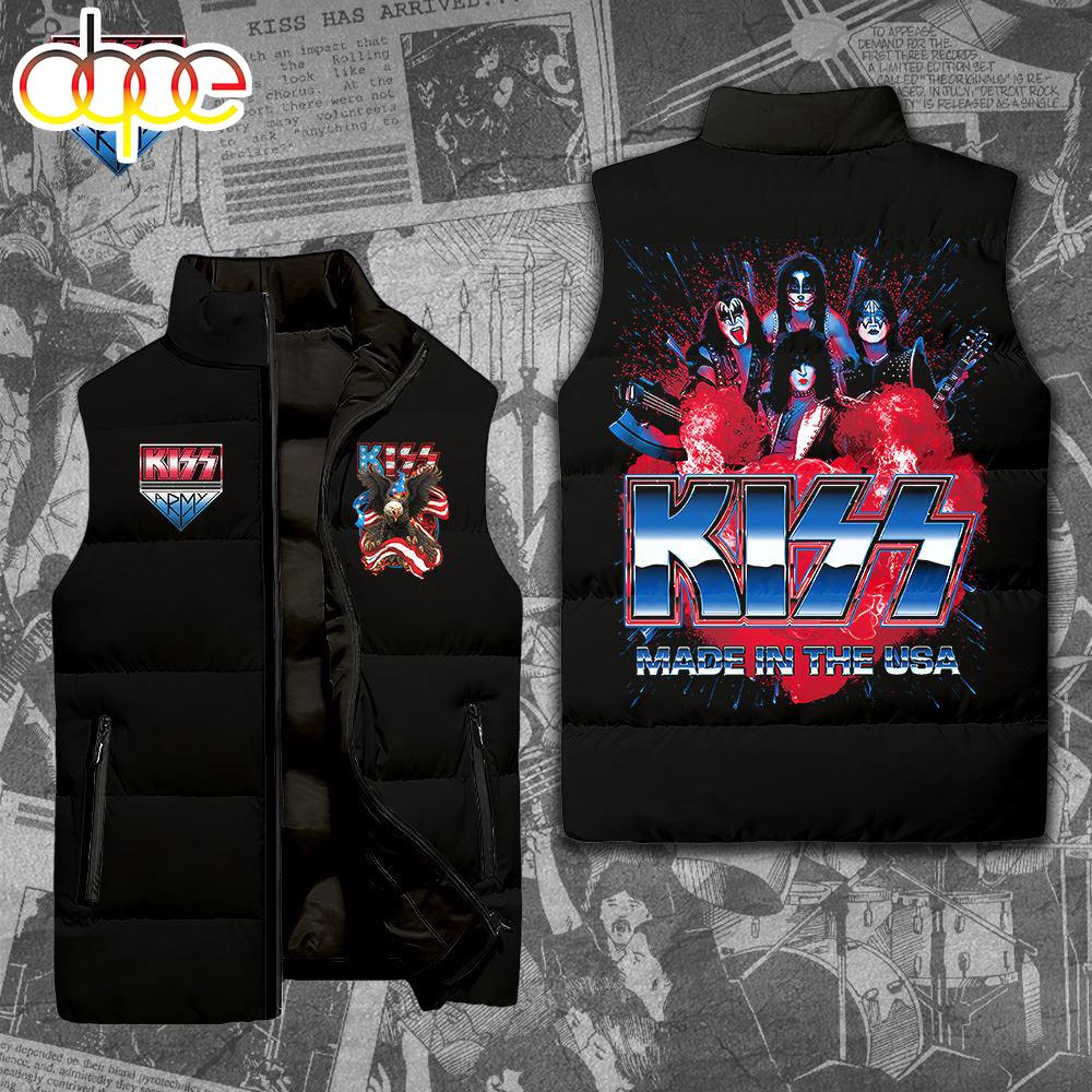 Sportswearmerch Kiss Band Music Rock Band Personalized Sleeveless Puffer Jacket For Fan