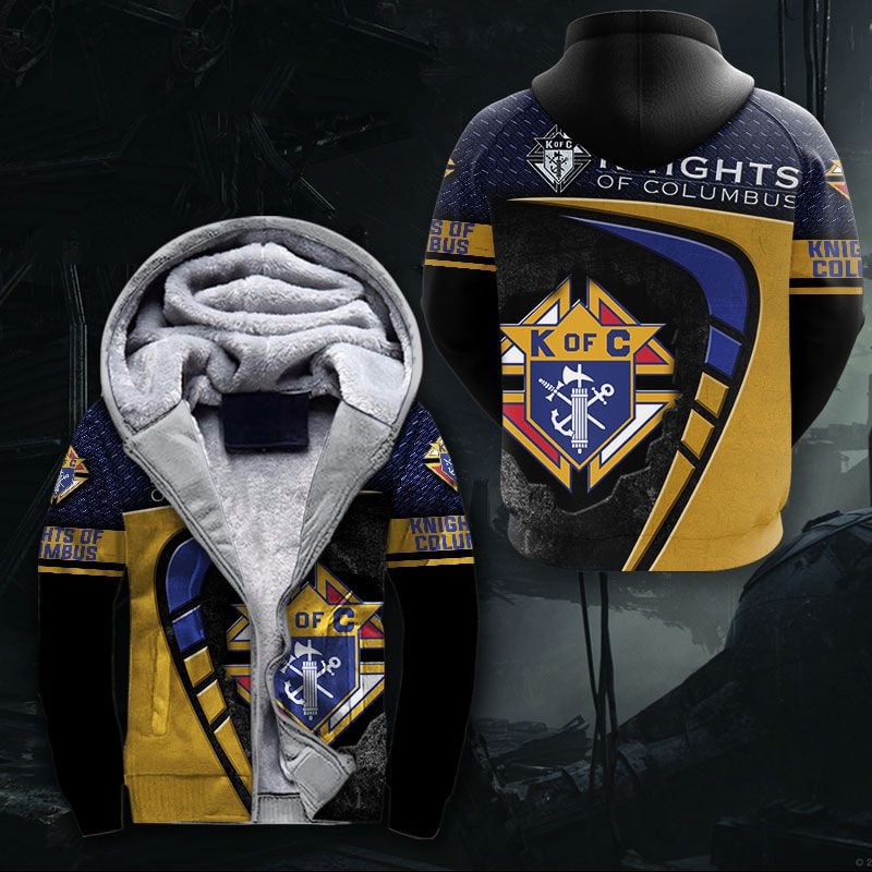 Sportswearmerch Knights Of Columbus Personalized Fashion Fleece Zip Hoodie Jacket For Fan