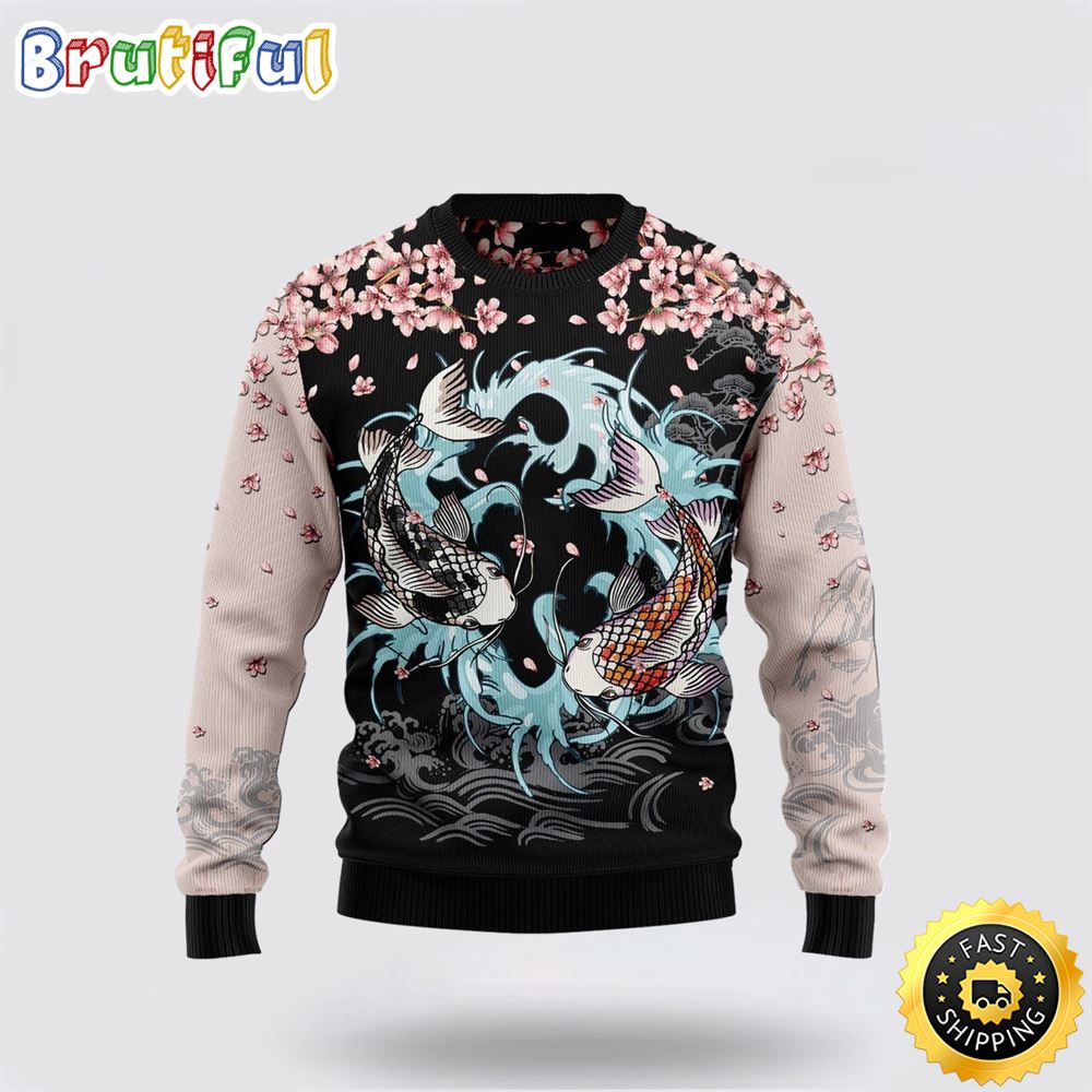 Sportswearmerch Koi Blossom Personalized Christmas Sweater For Fan