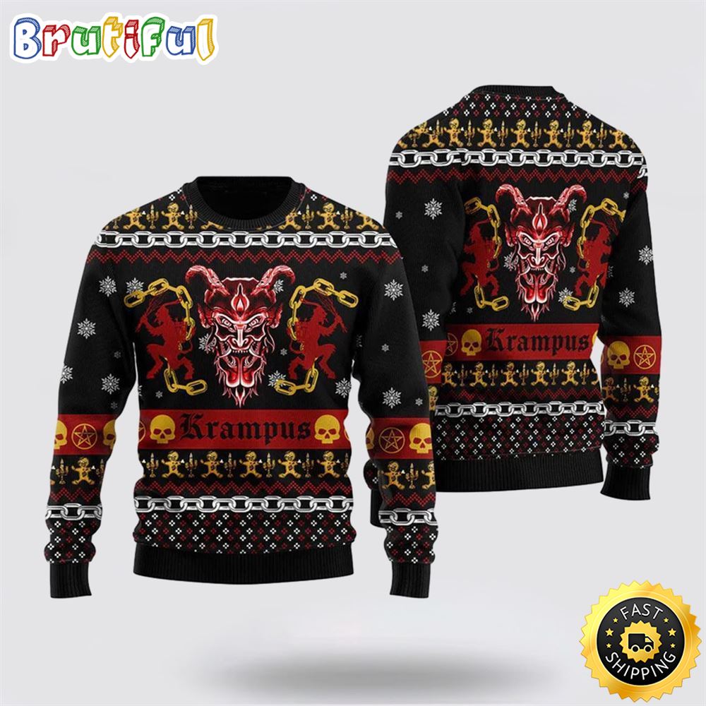 Sportswearmerch Krampus Horror Personalized Christmas Sweater For Fan