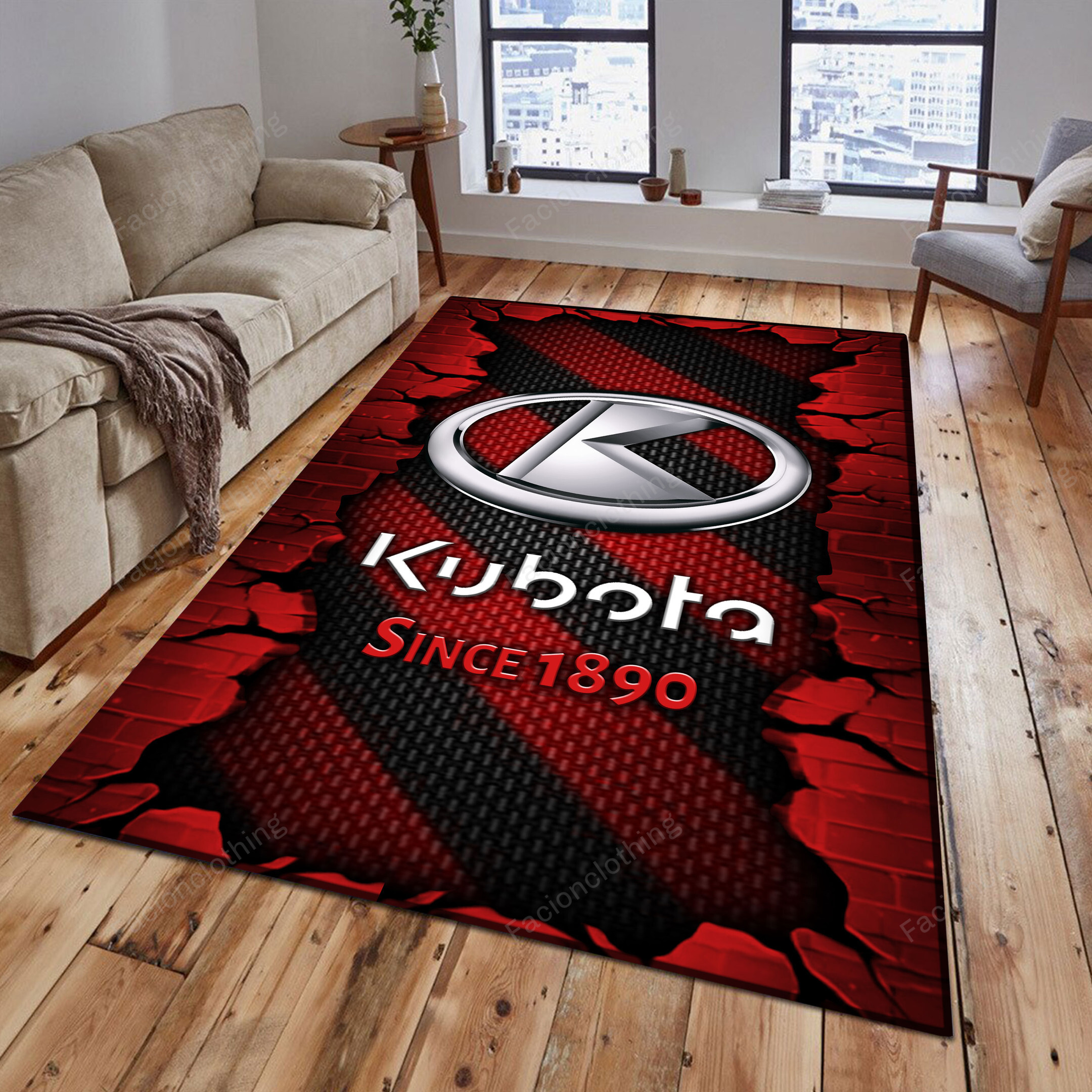 Sportswearmerch Kubota Tractor Personalized Rug For Fan