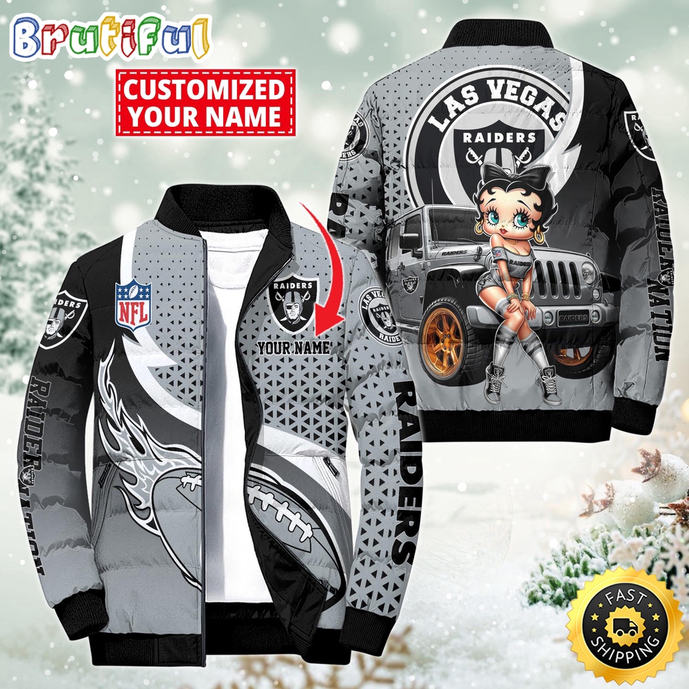 Sportswearmerch Las Vegas Raiders NFL Betty Boop Puffer Jacket For Fan