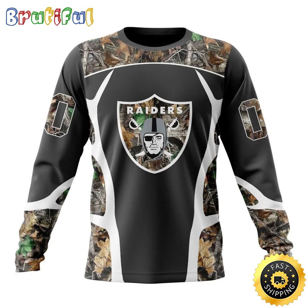 Sportswearmerch Las Vegas Raiders NFL Crewneck Camo Hunting Personalized Sweater For Fan