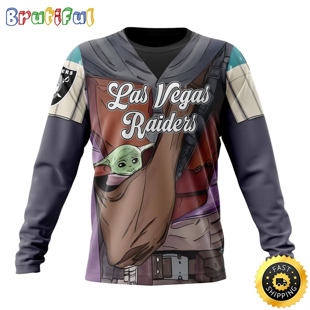 Sportswearmerch Las Vegas Raiders NFL Crewneck Mandalorian And Baby Yoda Personalized Sweater For Fan